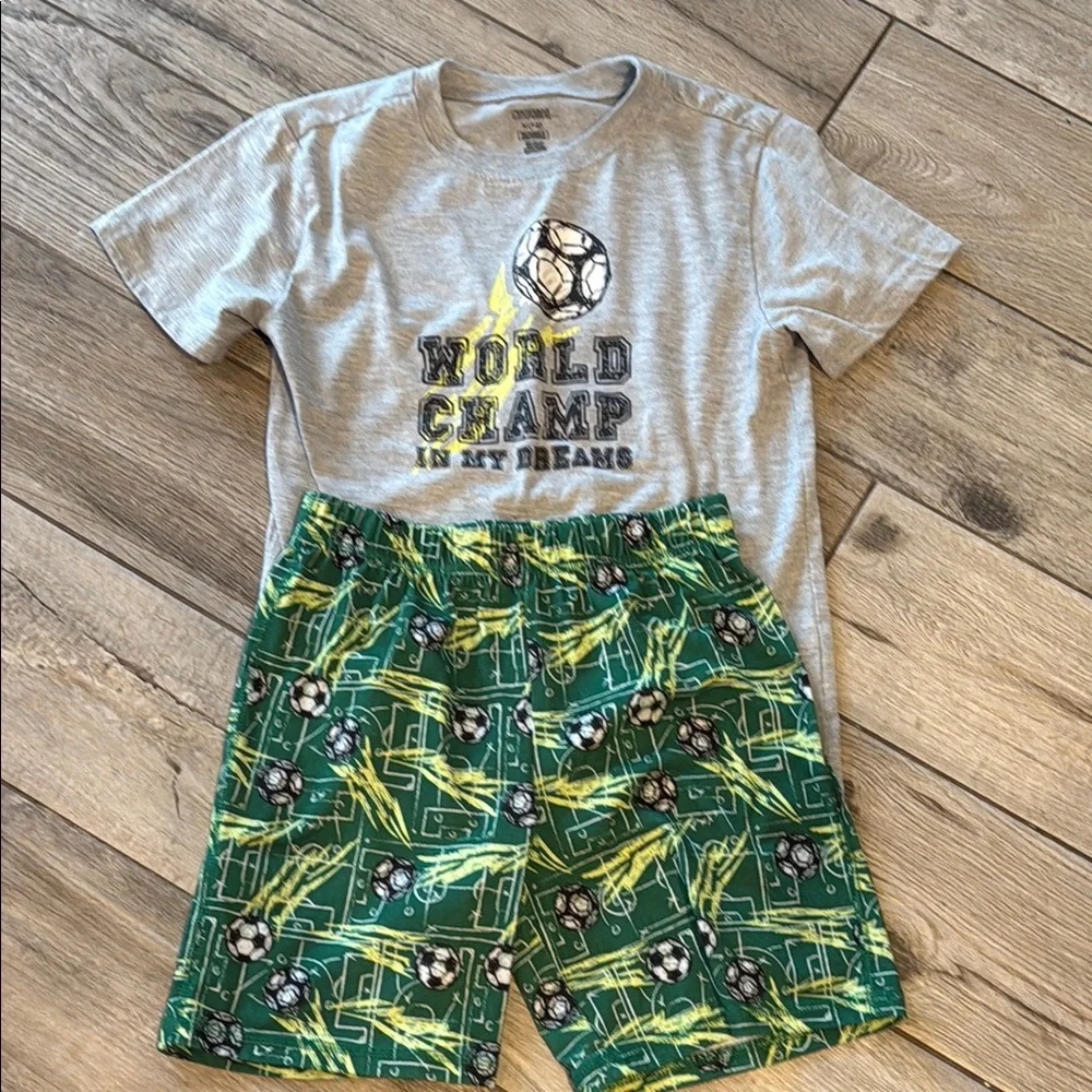 EUC Gymboree soccer PJ short set, sz 7/8 M